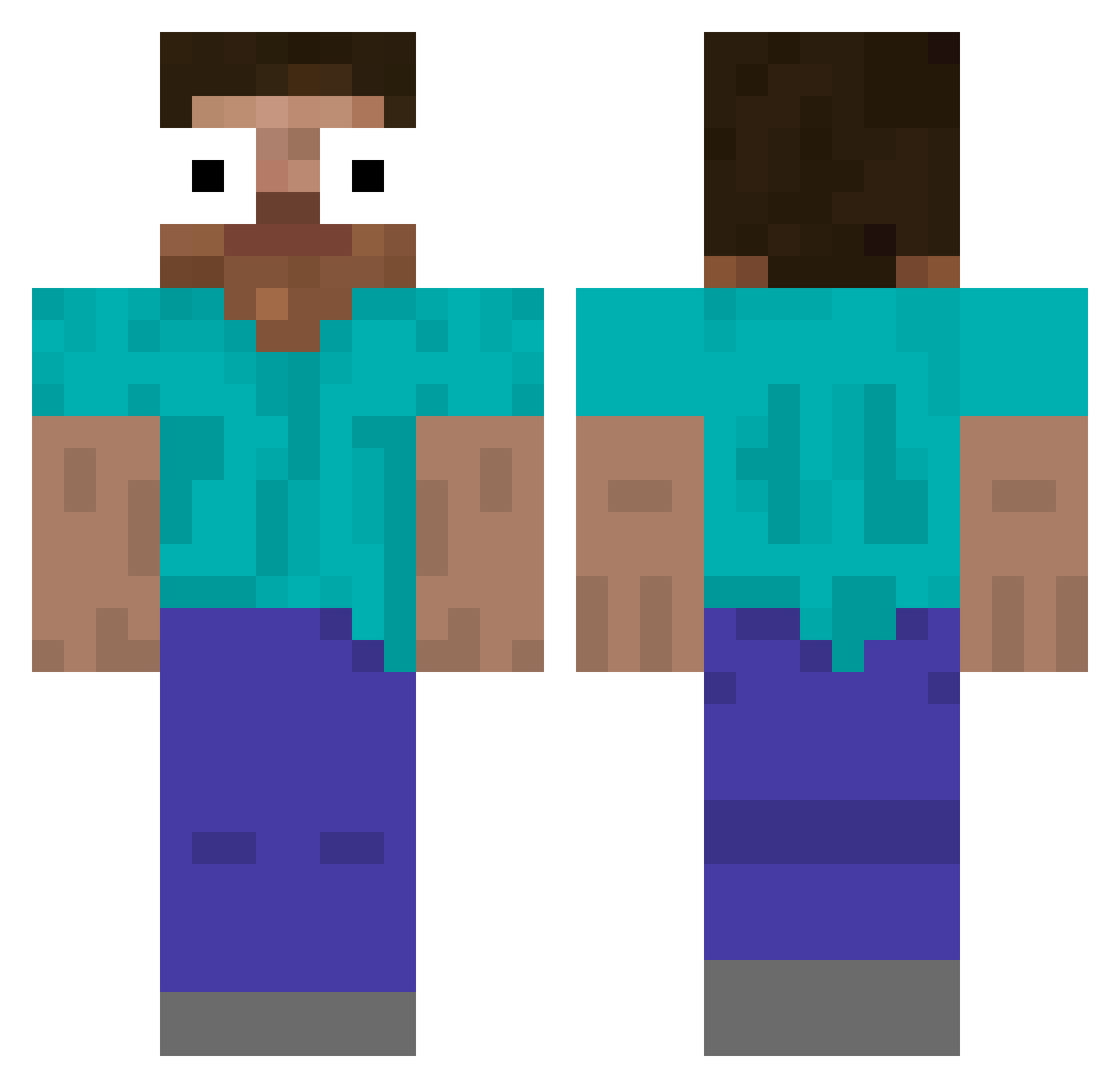 Morissee Minecraft skin, front and back view