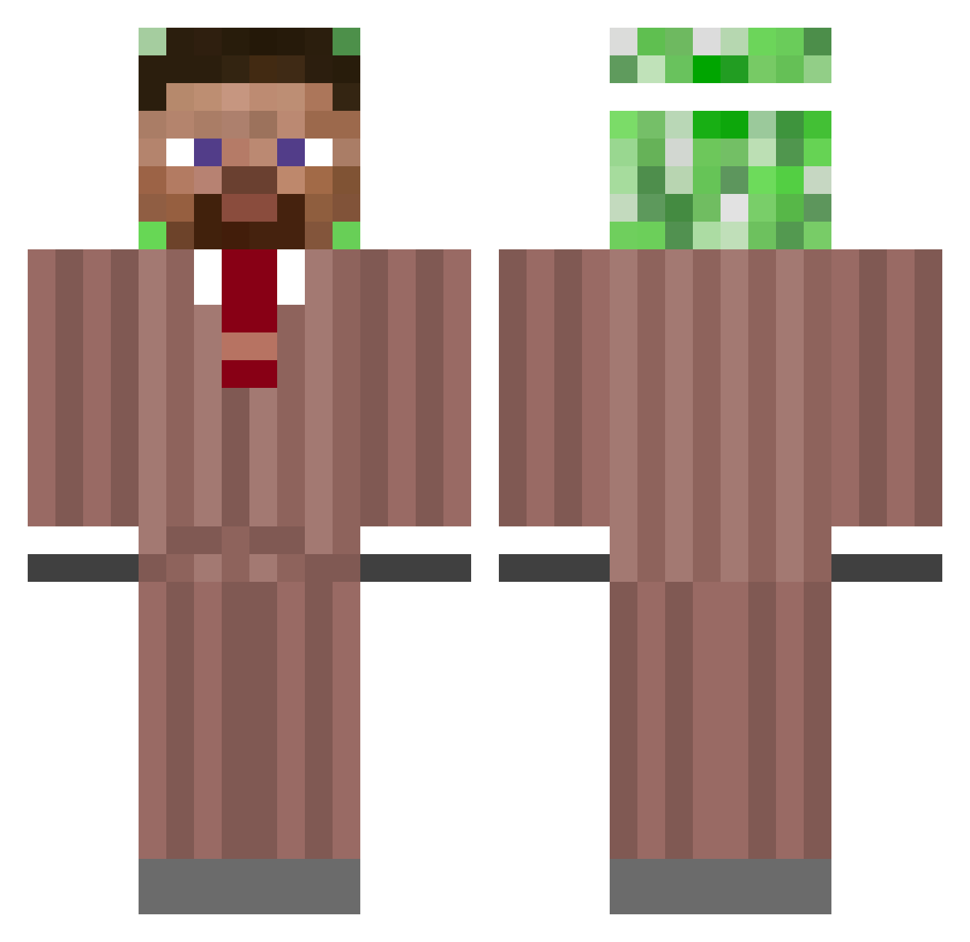 wobbler Minecraft skin, front and back view