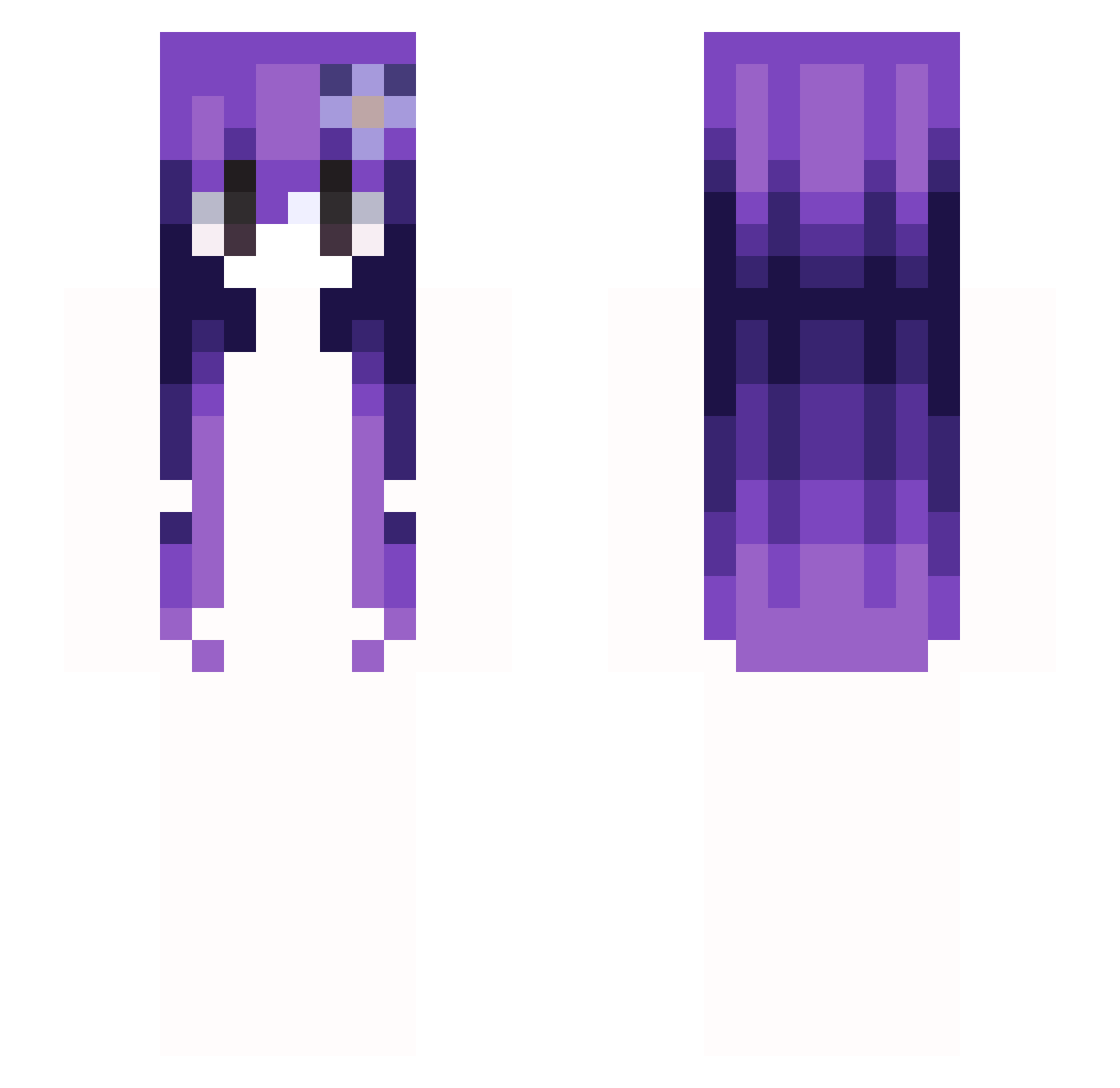 LexaproDelirium Minecraft skin, front and back view