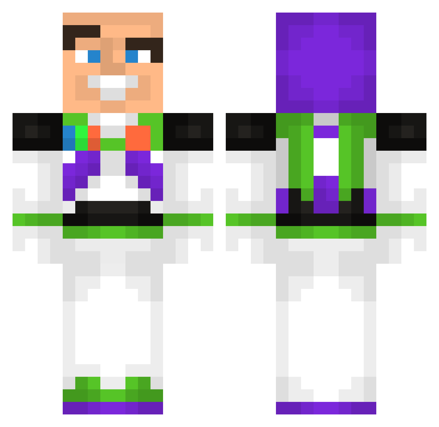 Pravaana Minecraft skin, front and back view