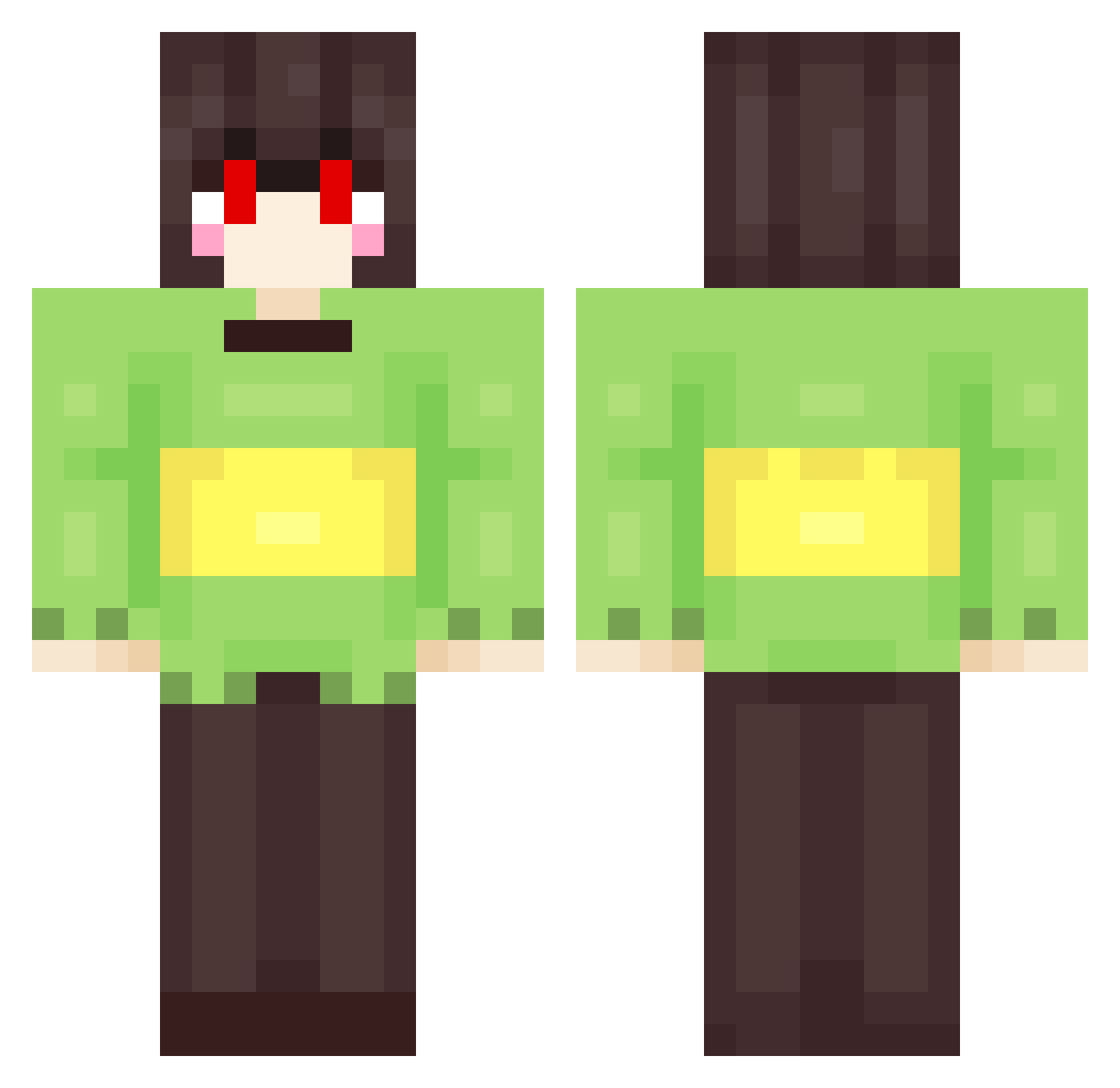 sspidirim Minecraft skin, front and back view