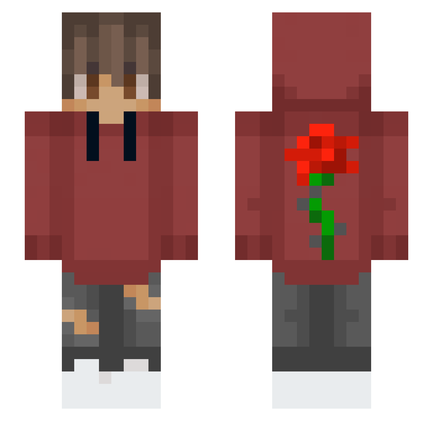 Vexxuuu Minecraft skin, front and back view