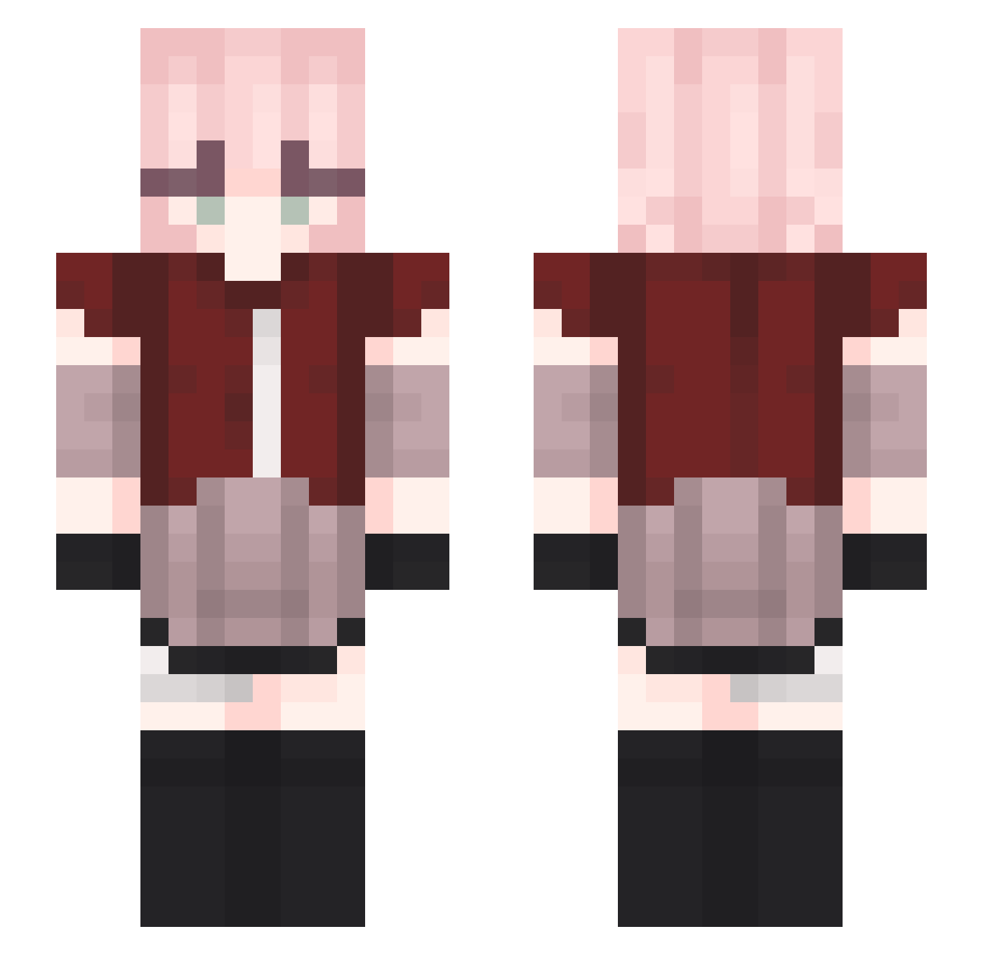 Aameco Minecraft skin, front and back view