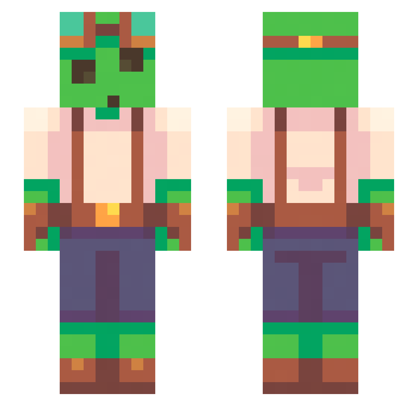 Rtyfal Minecraft skin, front and back view