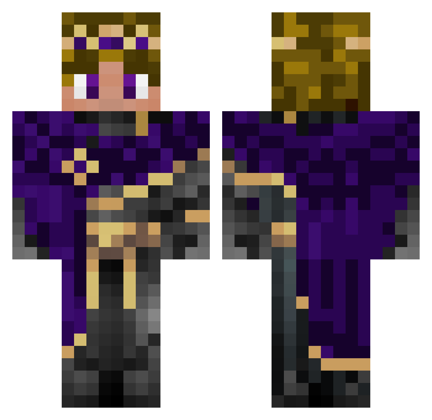 Hirukogaming Minecraft skin, front and back view