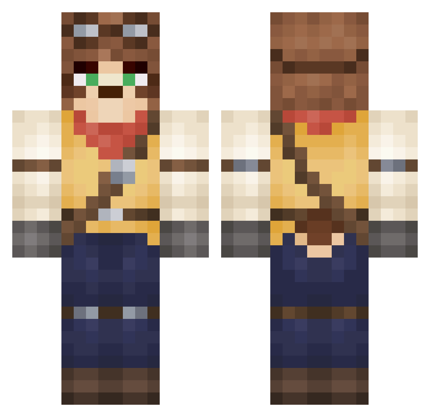 GlitchedMeerkat Minecraft skin, front and back view