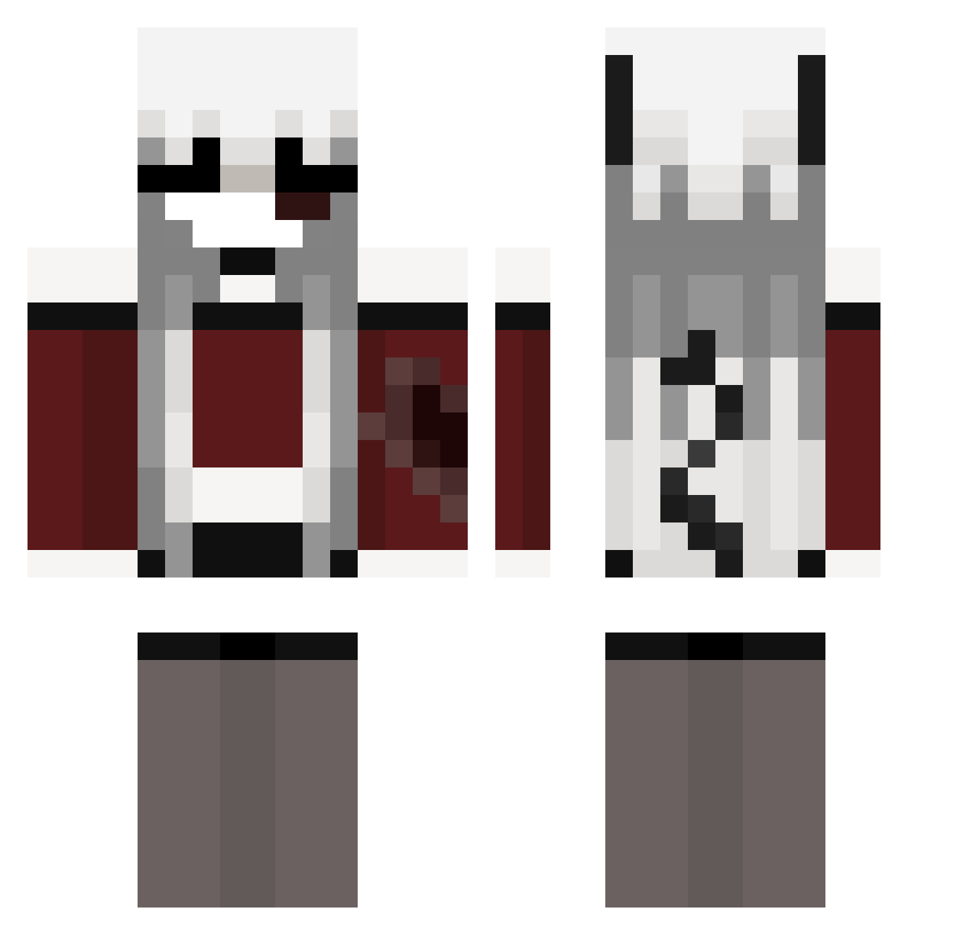 DenyNutella Minecraft skin, front and back view