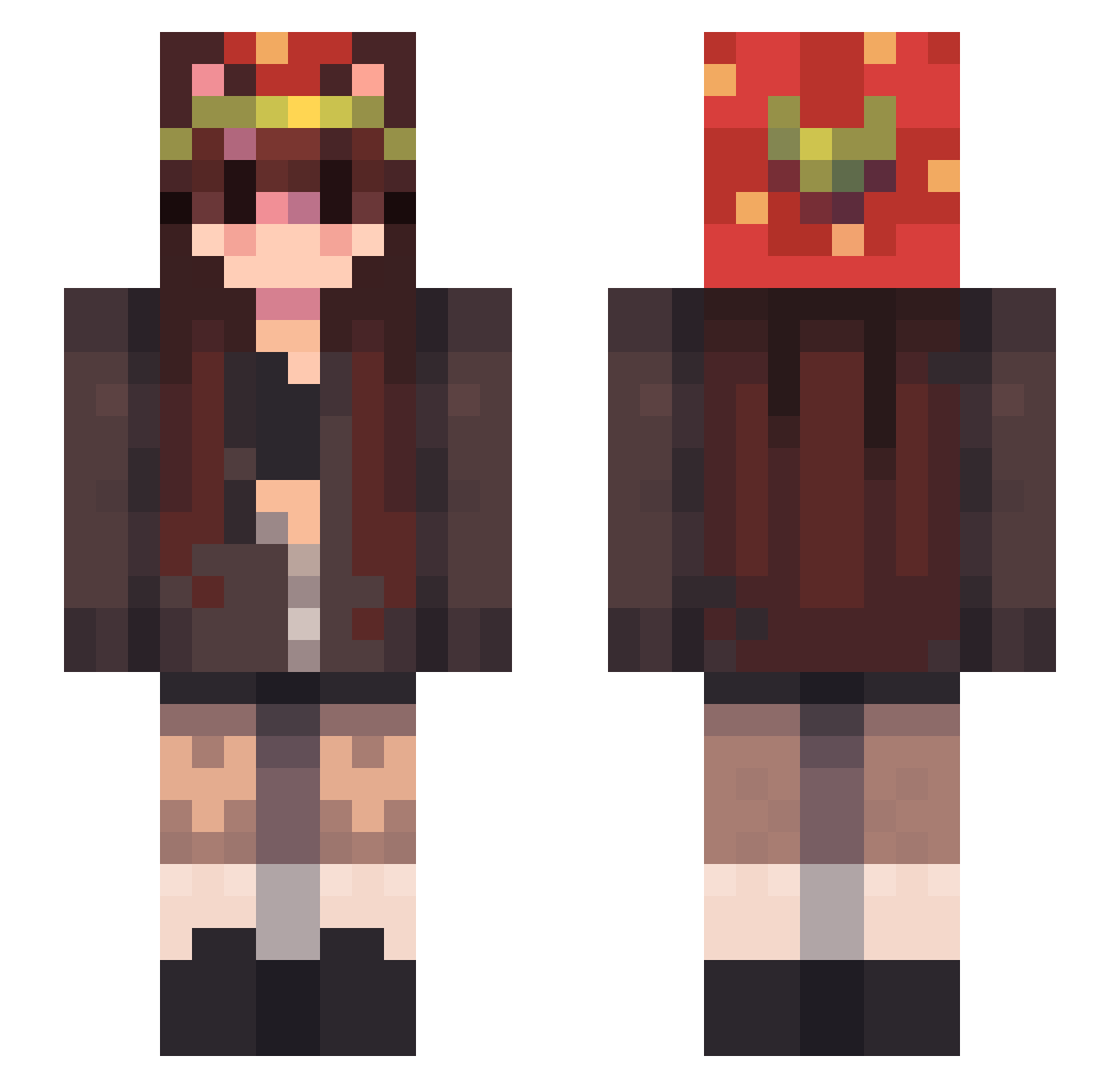 StrawBabbi Minecraft skin, front and back view