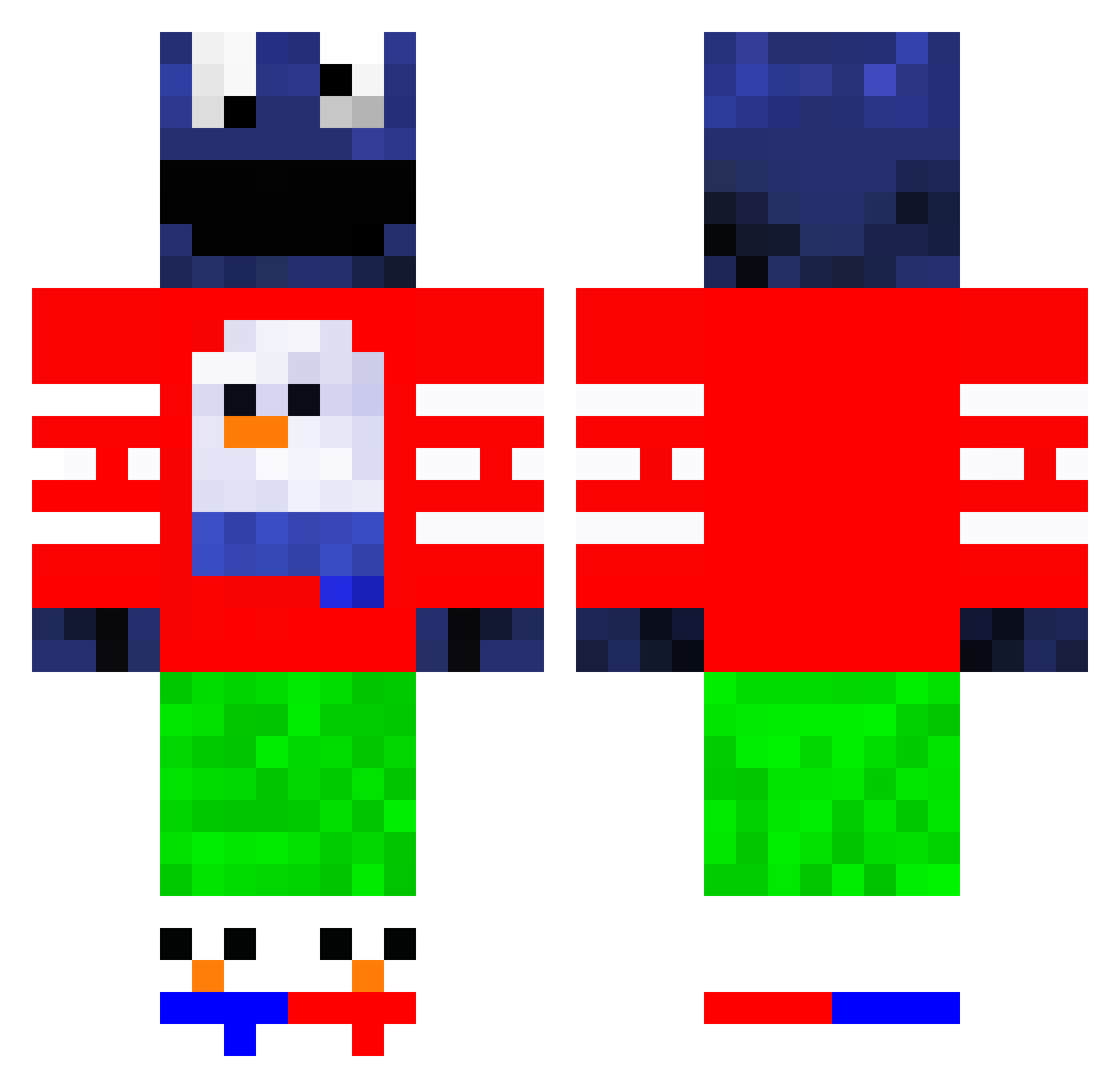 SkullAW Minecraft skin, front and back view