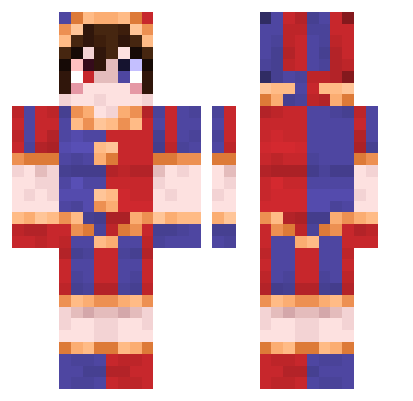 cloruB16 Minecraft skin, front and back view