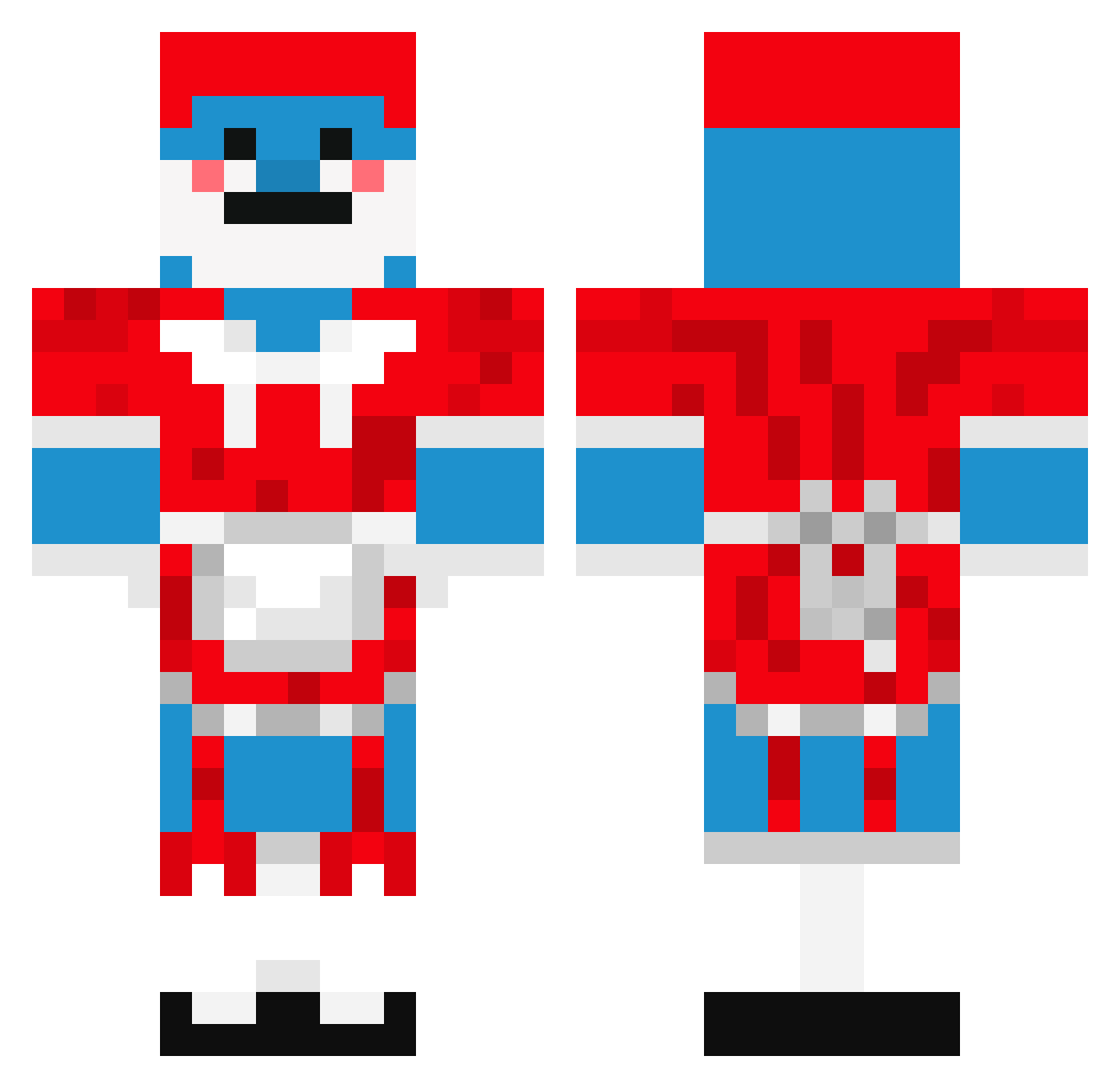 showeris Minecraft skin, front and back view