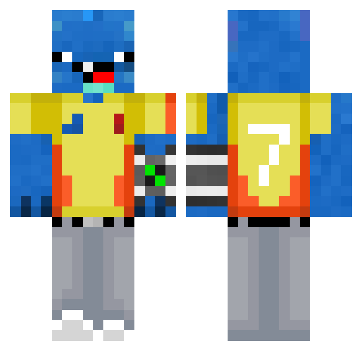 Elcoldfortnite Minecraft skin, front and back view