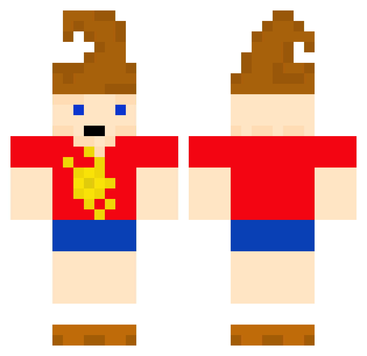 Peakk Minecraft skin, front and back view
