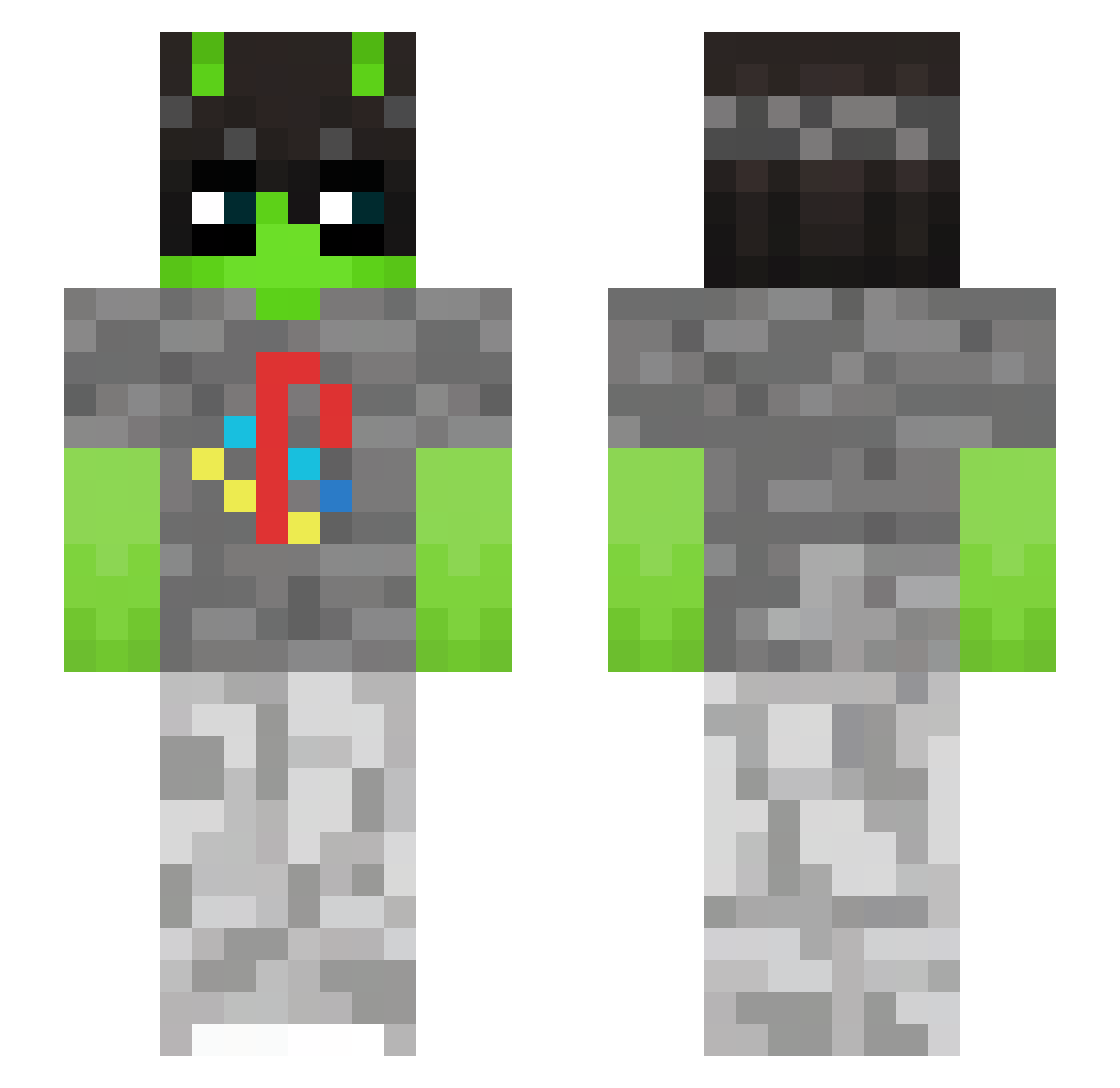 Drogadoshory Minecraft skin, front and back view