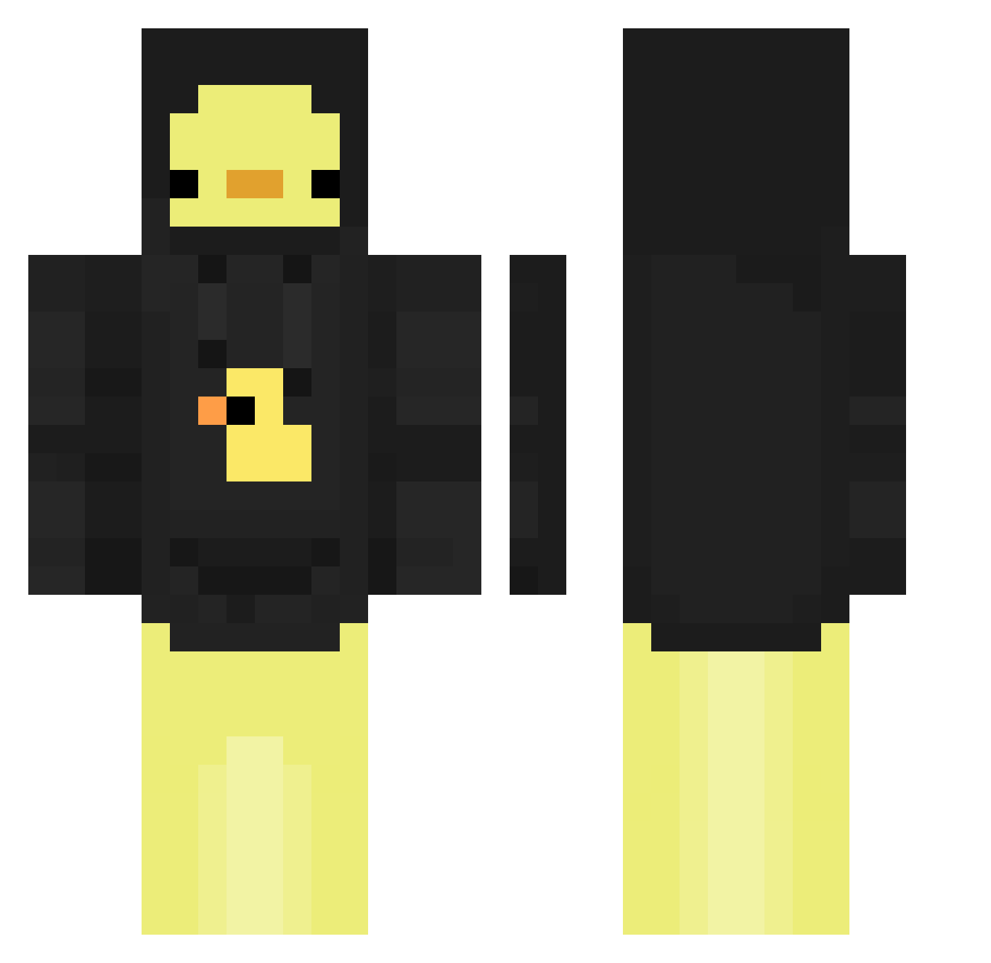xquioe Minecraft skin, front and back view