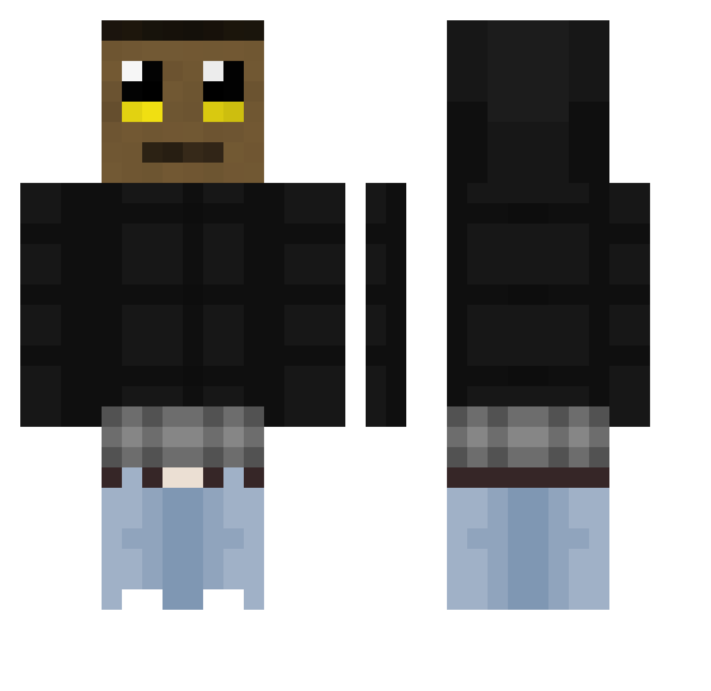 Tuki2115 Minecraft skin, front and back view