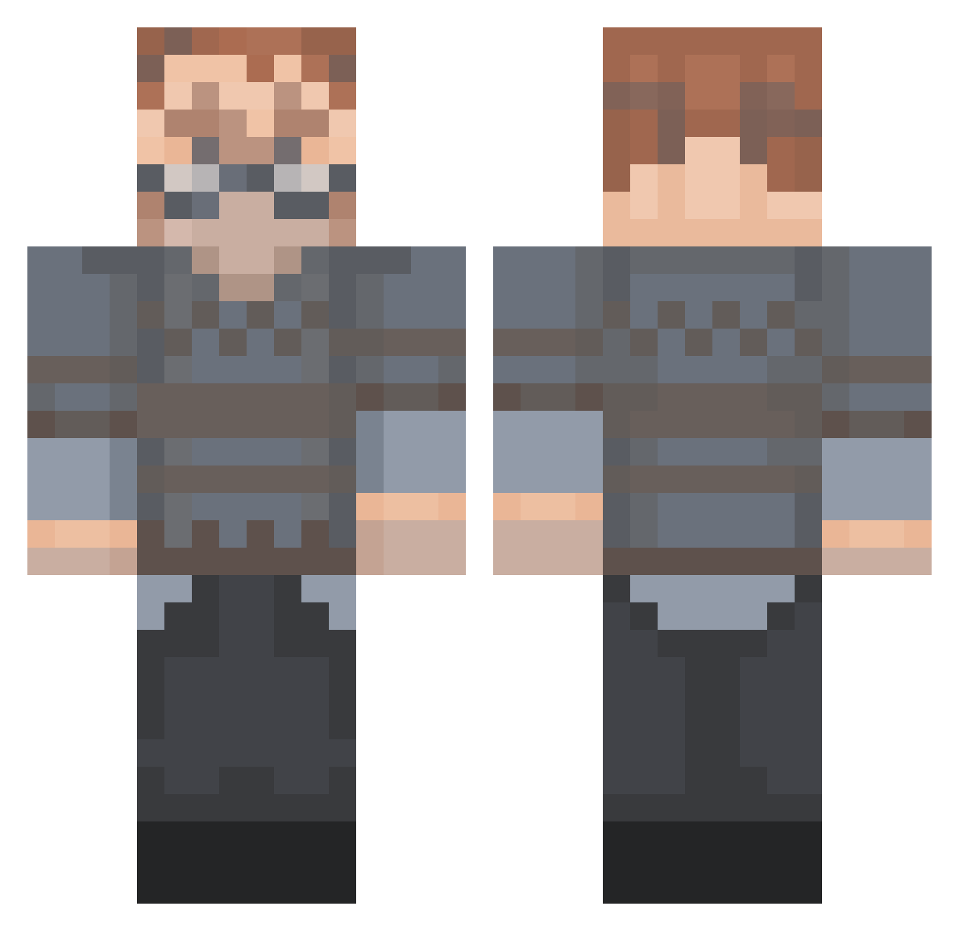 VampireClown Minecraft skin, front and back view