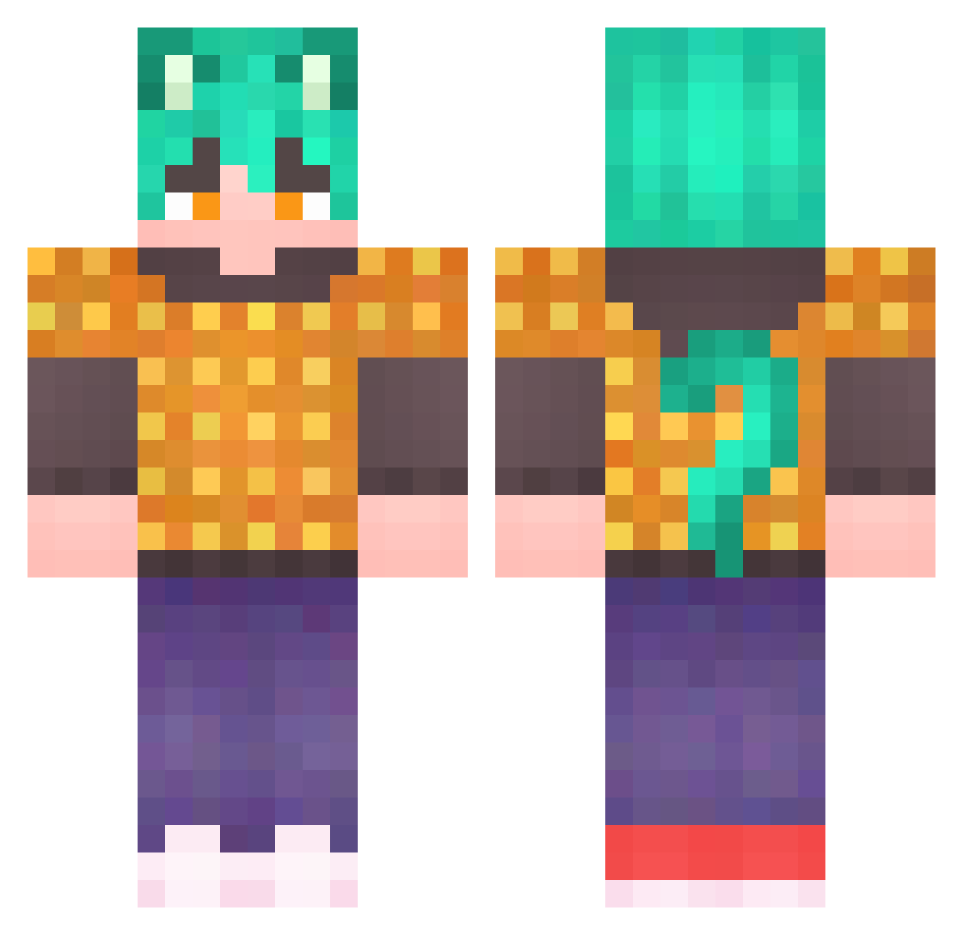 Coolment Minecraft skin, front and back view