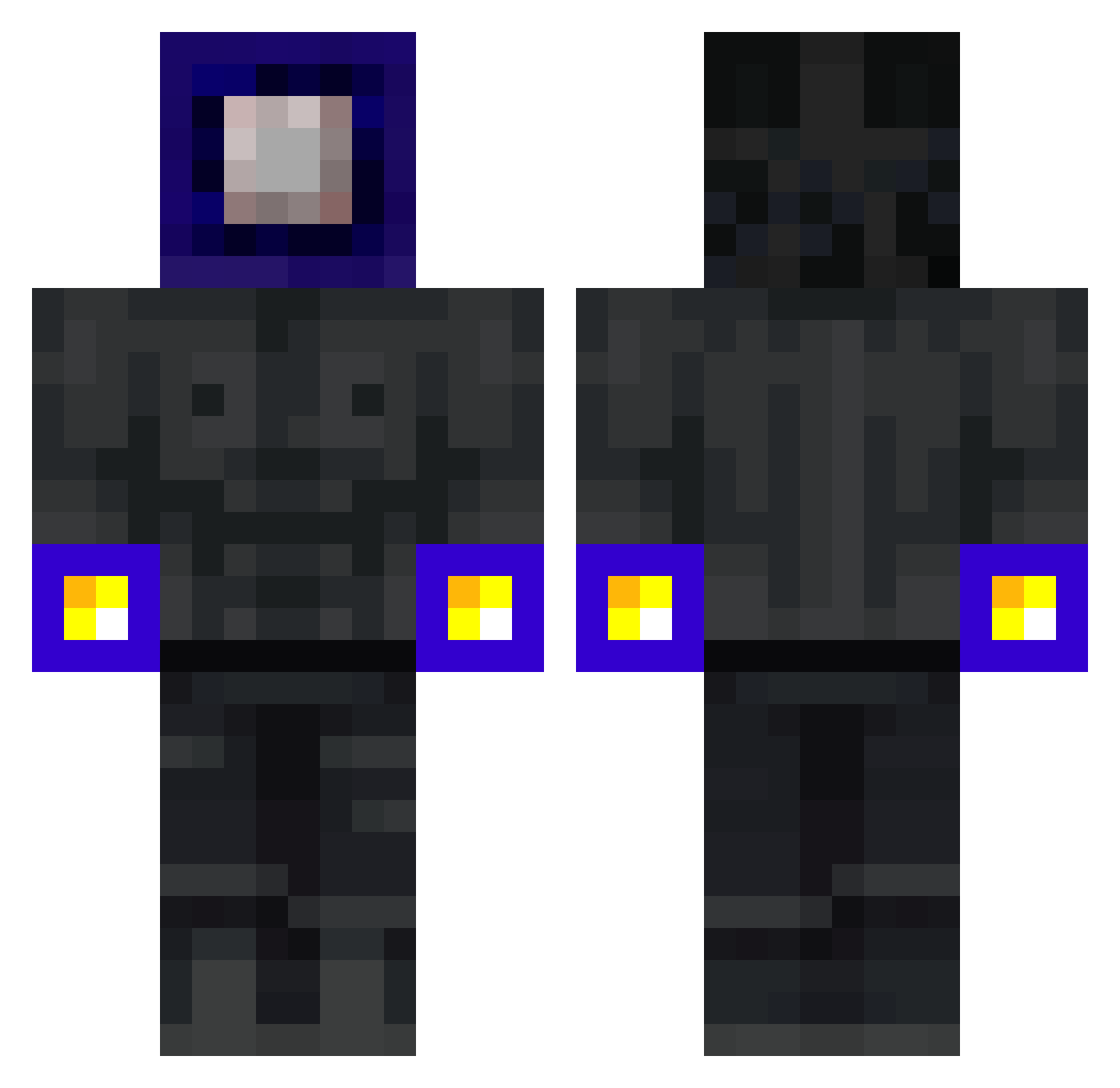Repeater42 Minecraft skin, front and back view