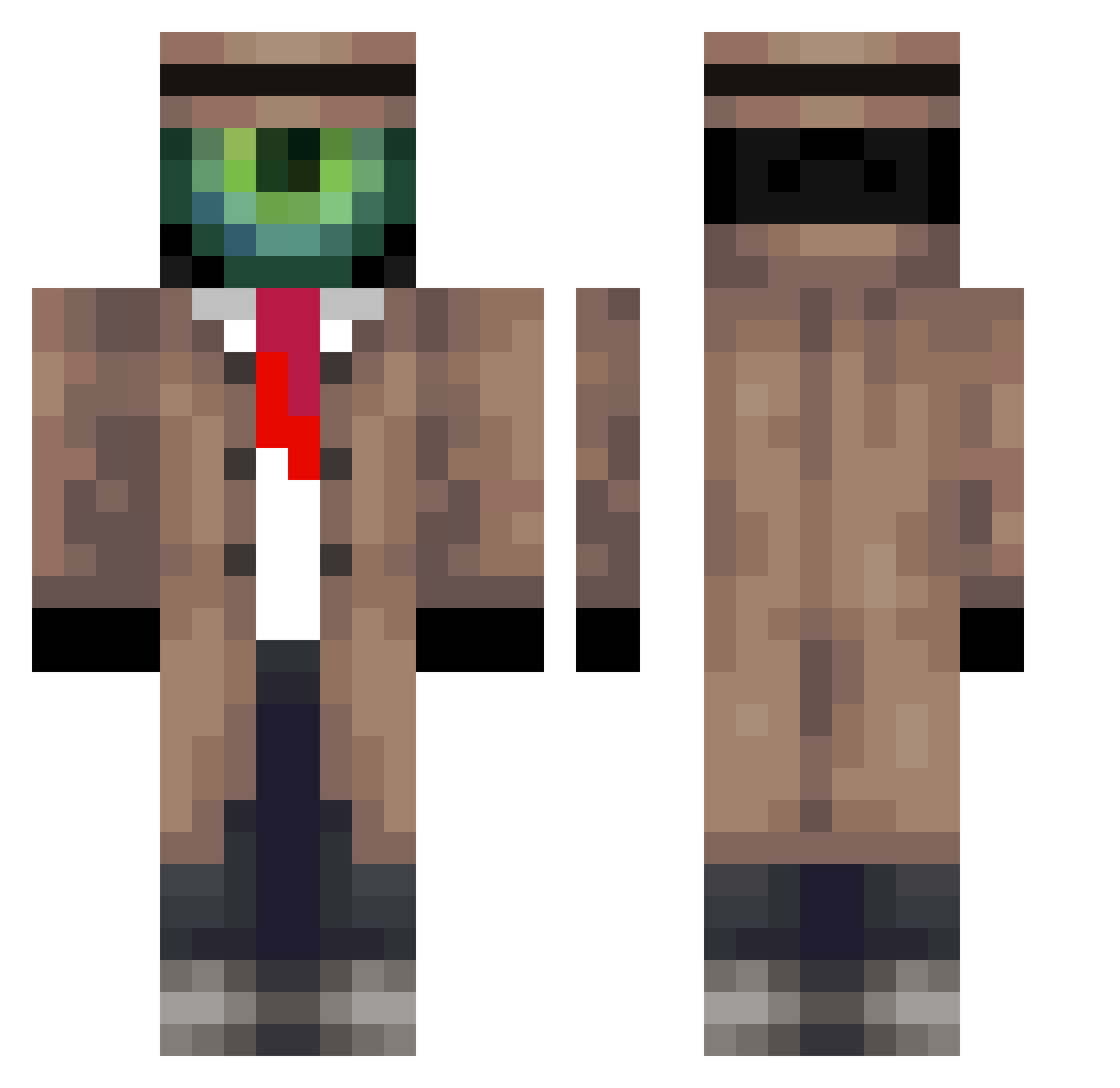 Wadsone Minecraft skin, front and back view