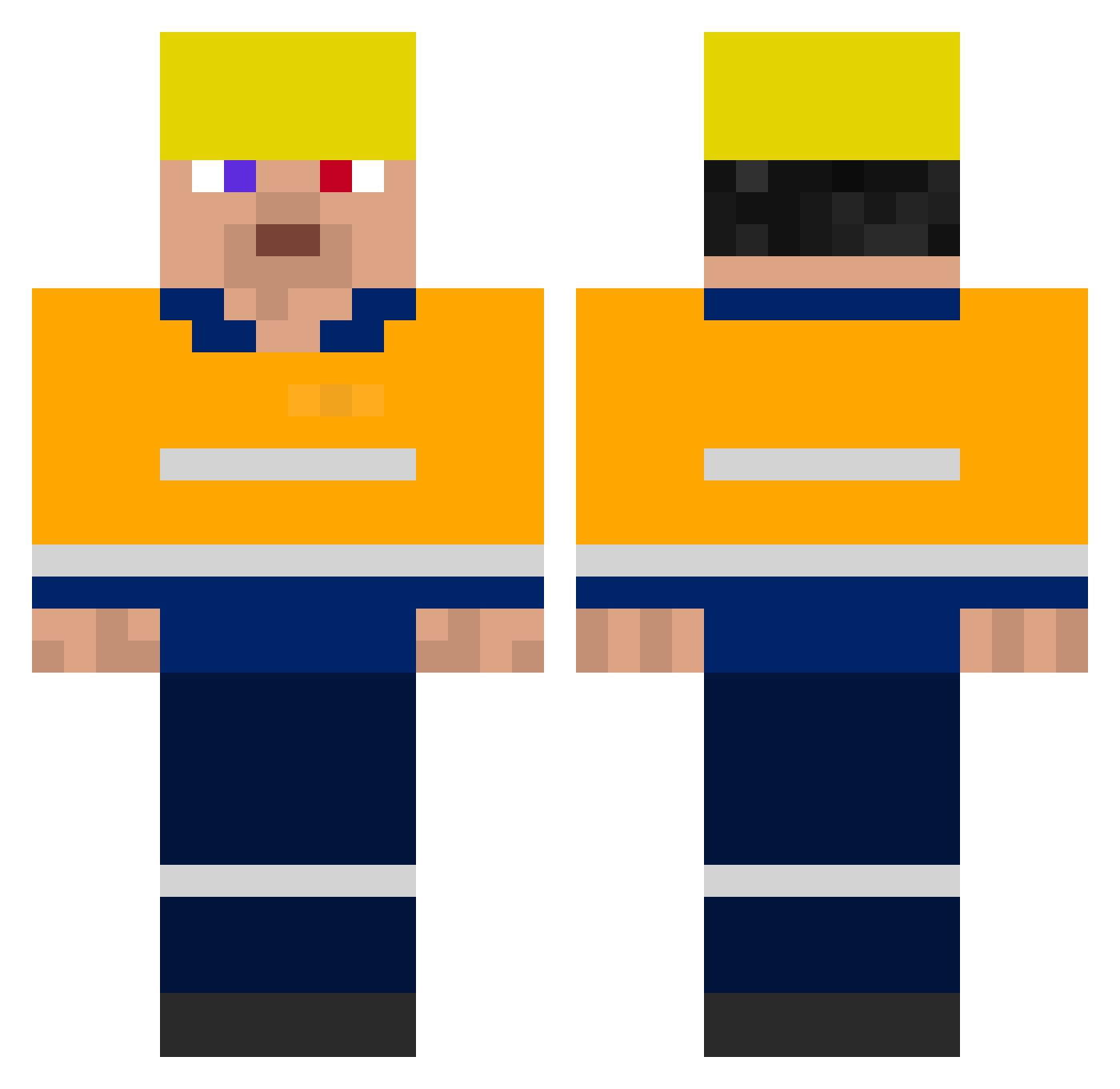 RedLectrician Minecraft skin, front and back view