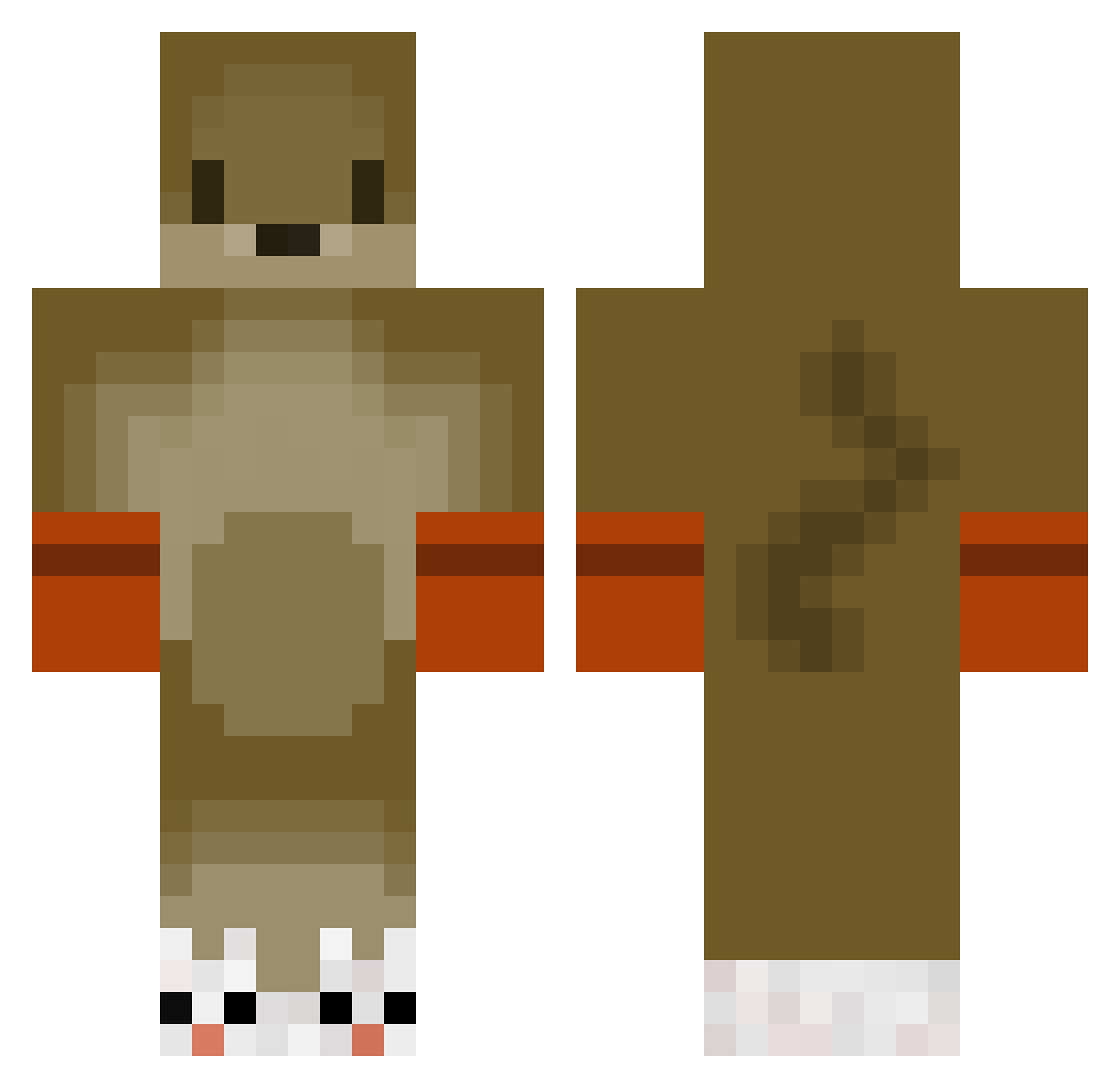 Rayiou Minecraft skin, front and back view