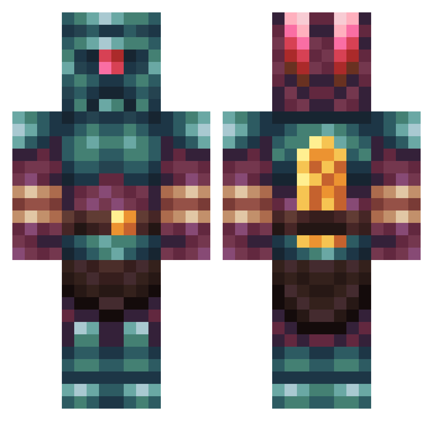 CyanStriker Minecraft skin, front and back view