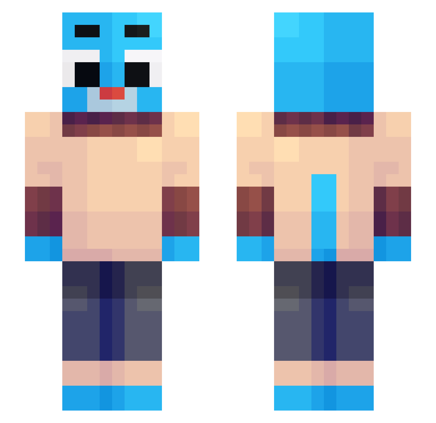 gamboleek Minecraft skin, front and back view