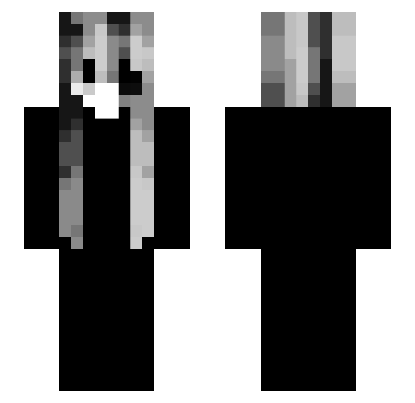 QueLaMif Minecraft skin, front and back view