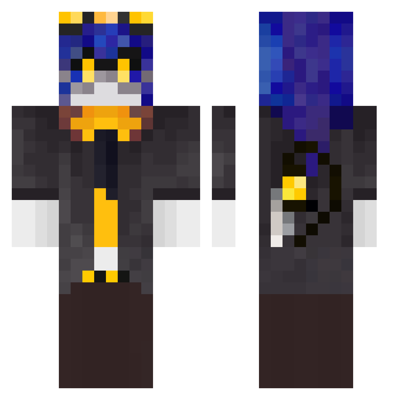 FrozenOcelot Minecraft skin, front and back view