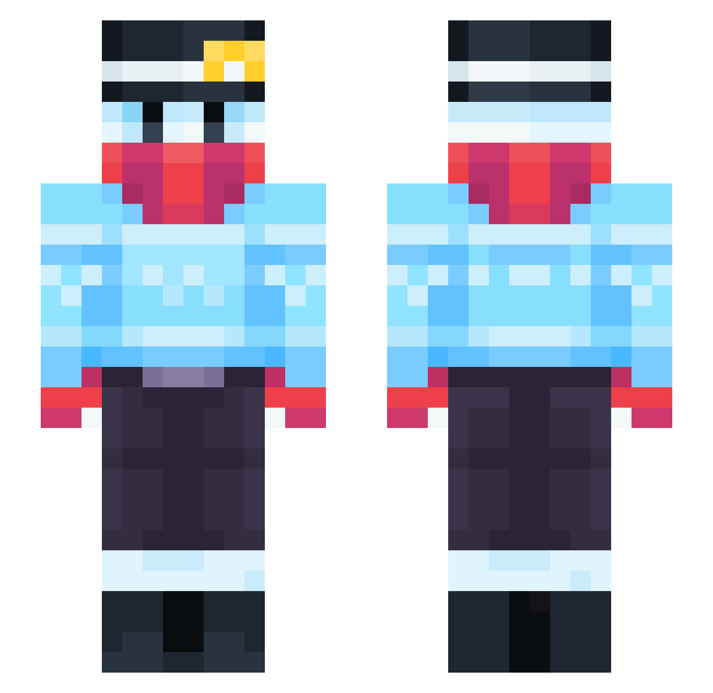 Loonac Minecraft skin, front and back view
