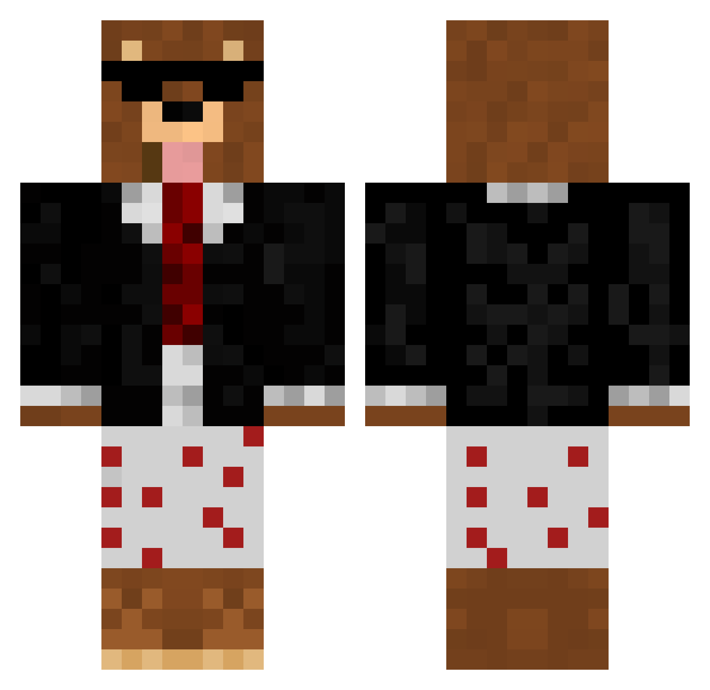 XPisixxX Minecraft skin, front and back view