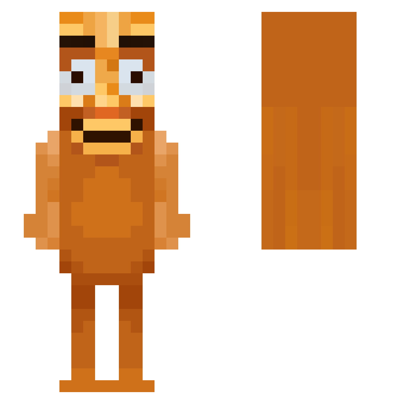 JiffyNut Minecraft skin, front and back view