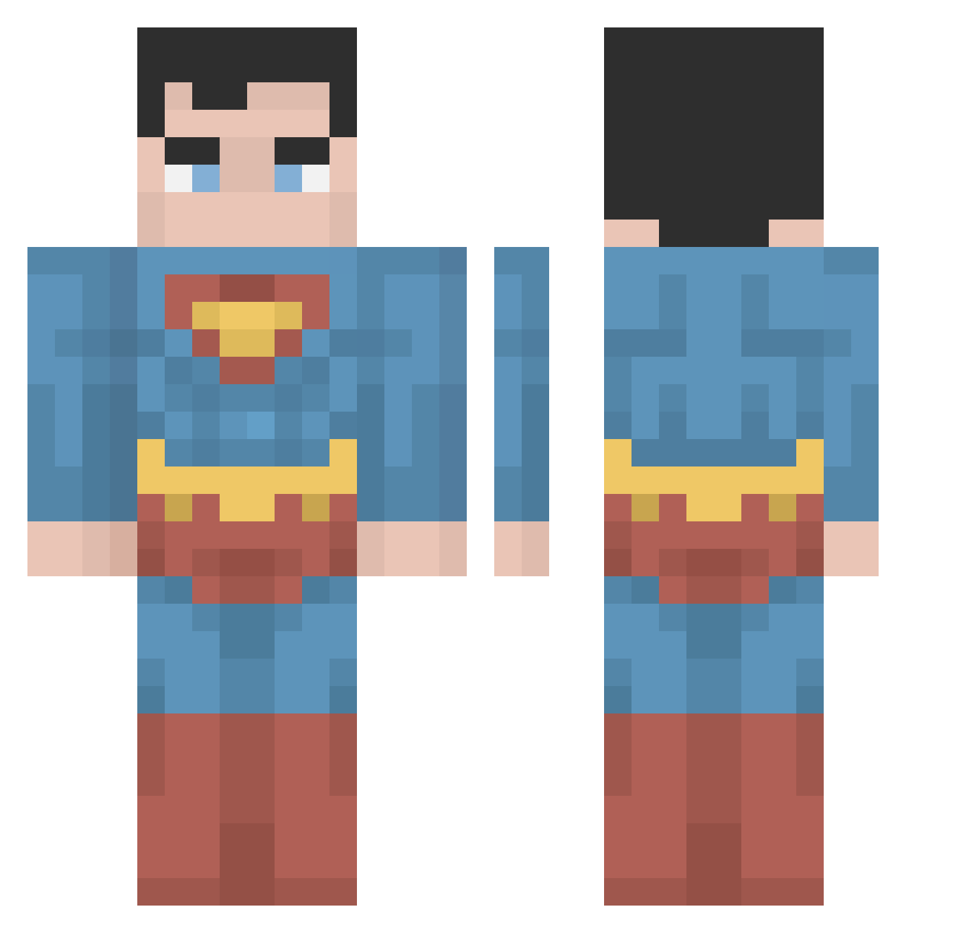 Souperrman Minecraft skin, front and back view