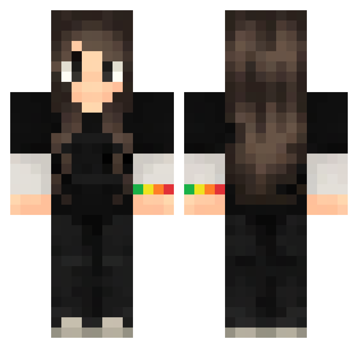 skne Minecraft skin, front and back view