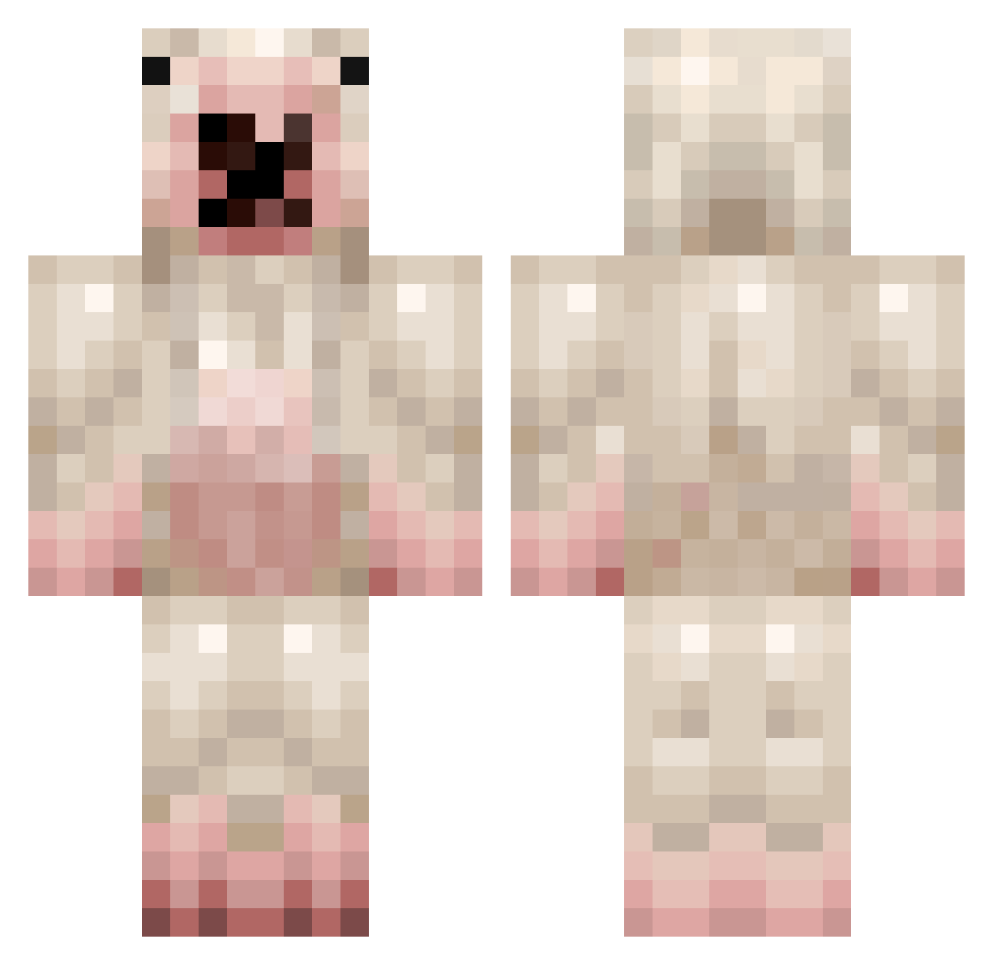 LoadOutGaming Minecraft skin, front and back view