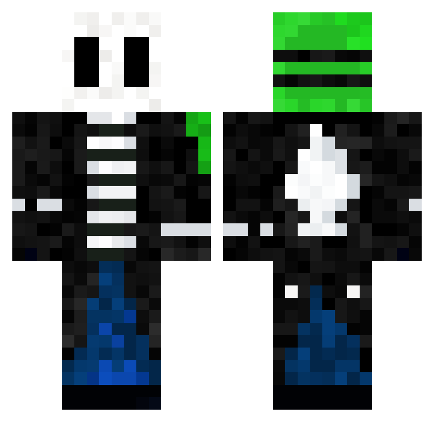 WakeUpNow Minecraft skin, front and back view