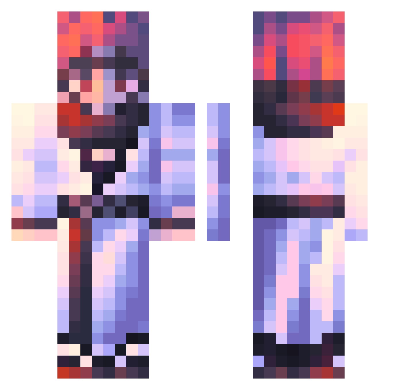 ThiccThiccly Minecraft skin, front and back view