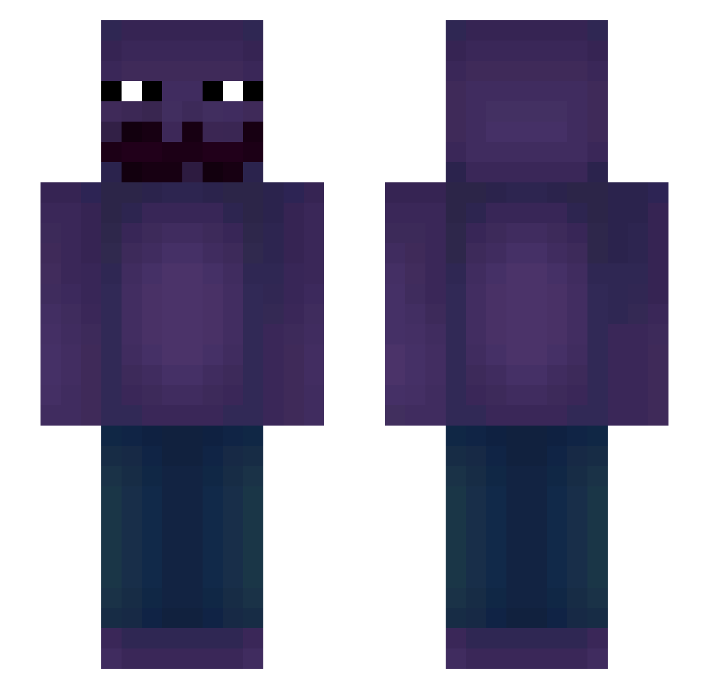 Goatener Minecraft skin, front and back view