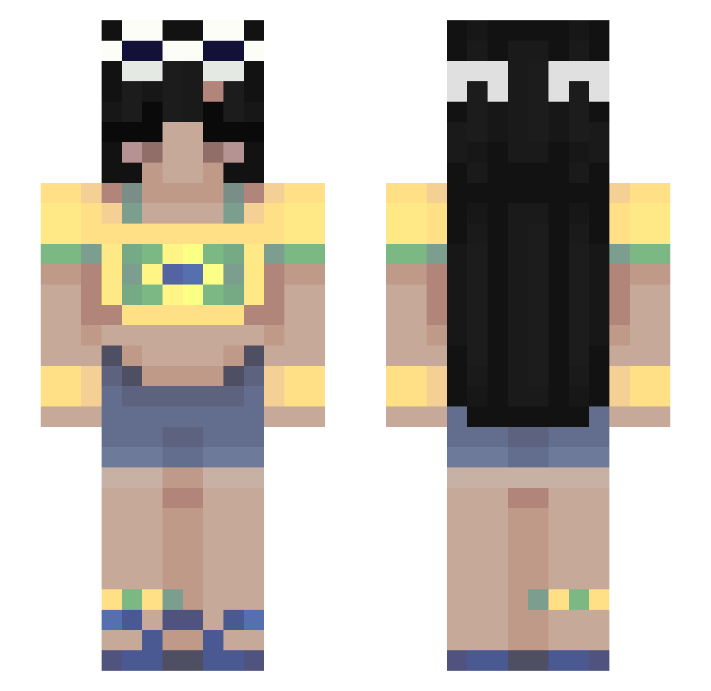 Fekzitto Minecraft skin, front and back view