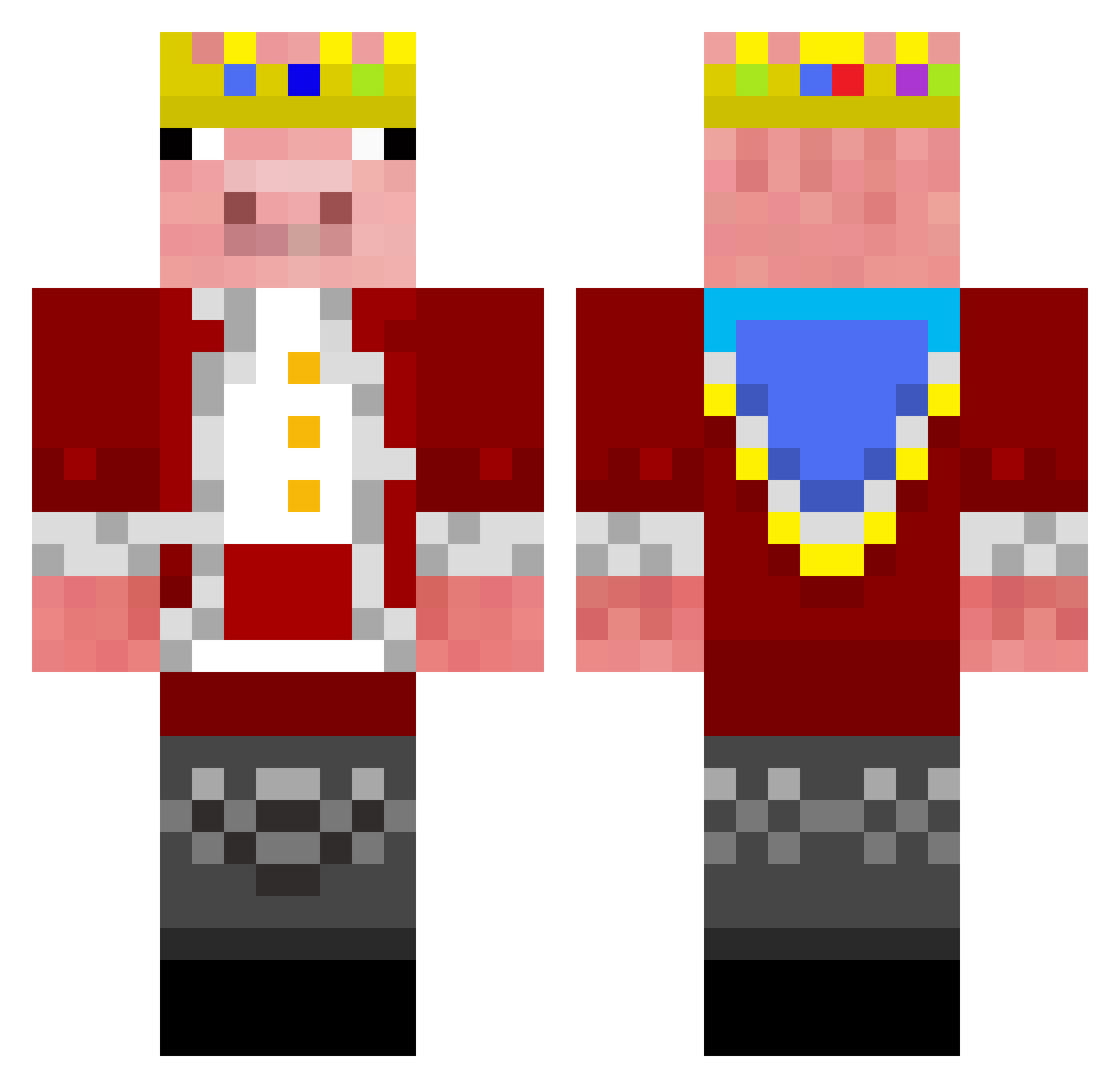 Toster_Zaglady Minecraft skin, front and back view