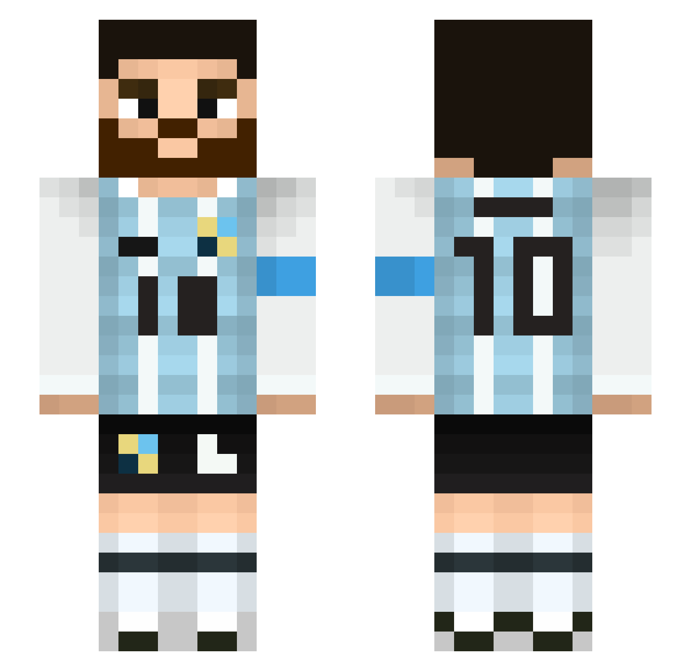 Commuting Minecraft skin, front and back view