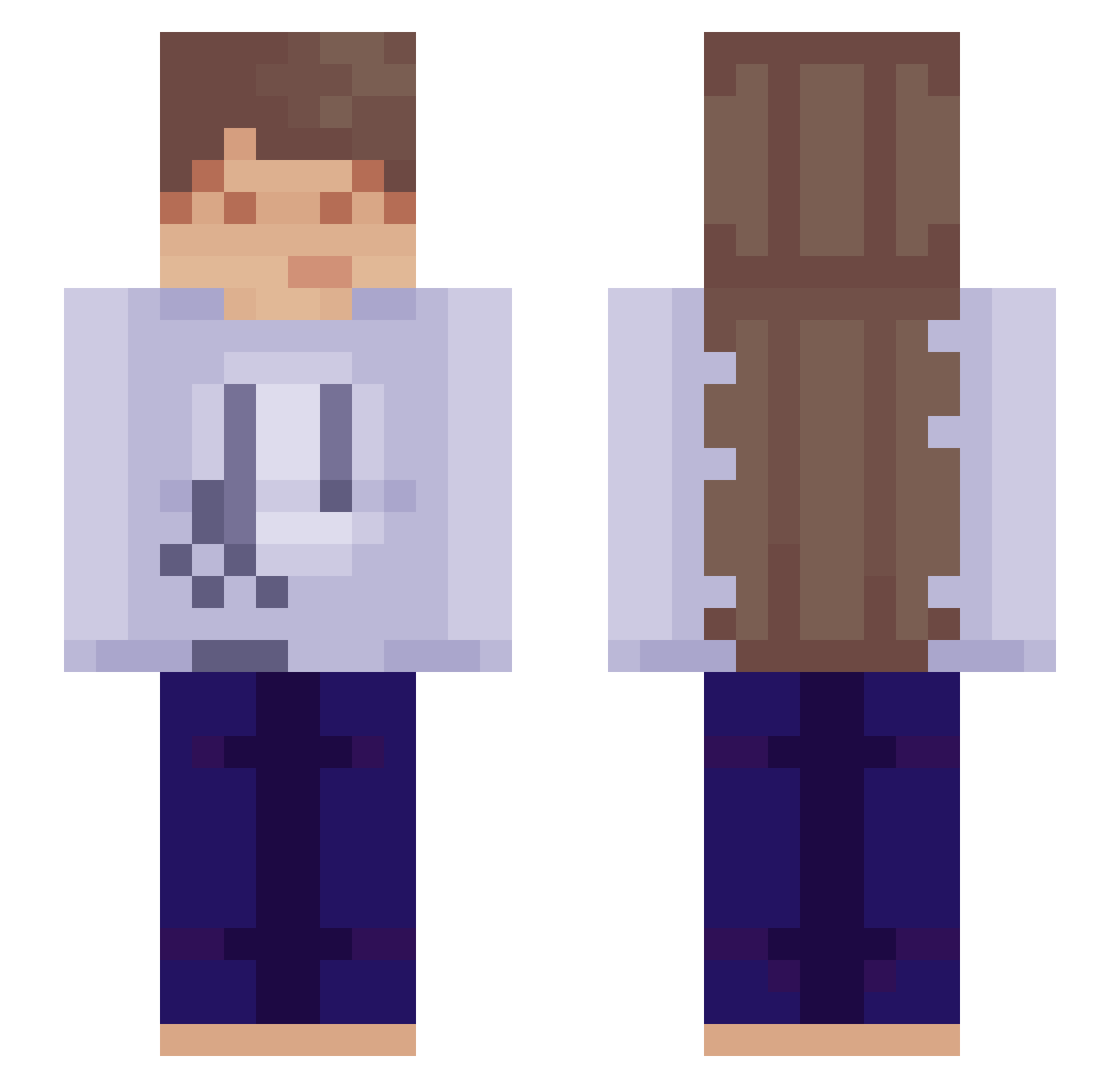 Q3FE Minecraft skin, front and back view
