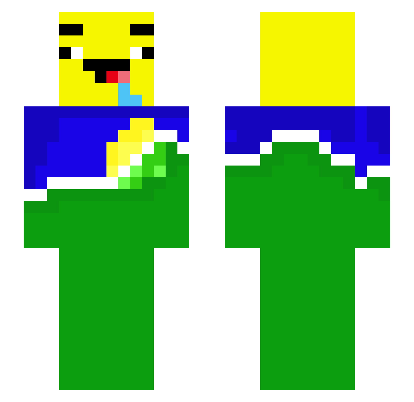 Spritewater Minecraft skin, front and back view