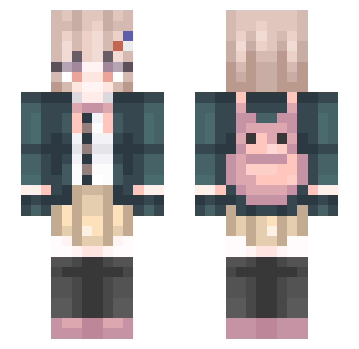 doctery Minecraft skin, front and back view