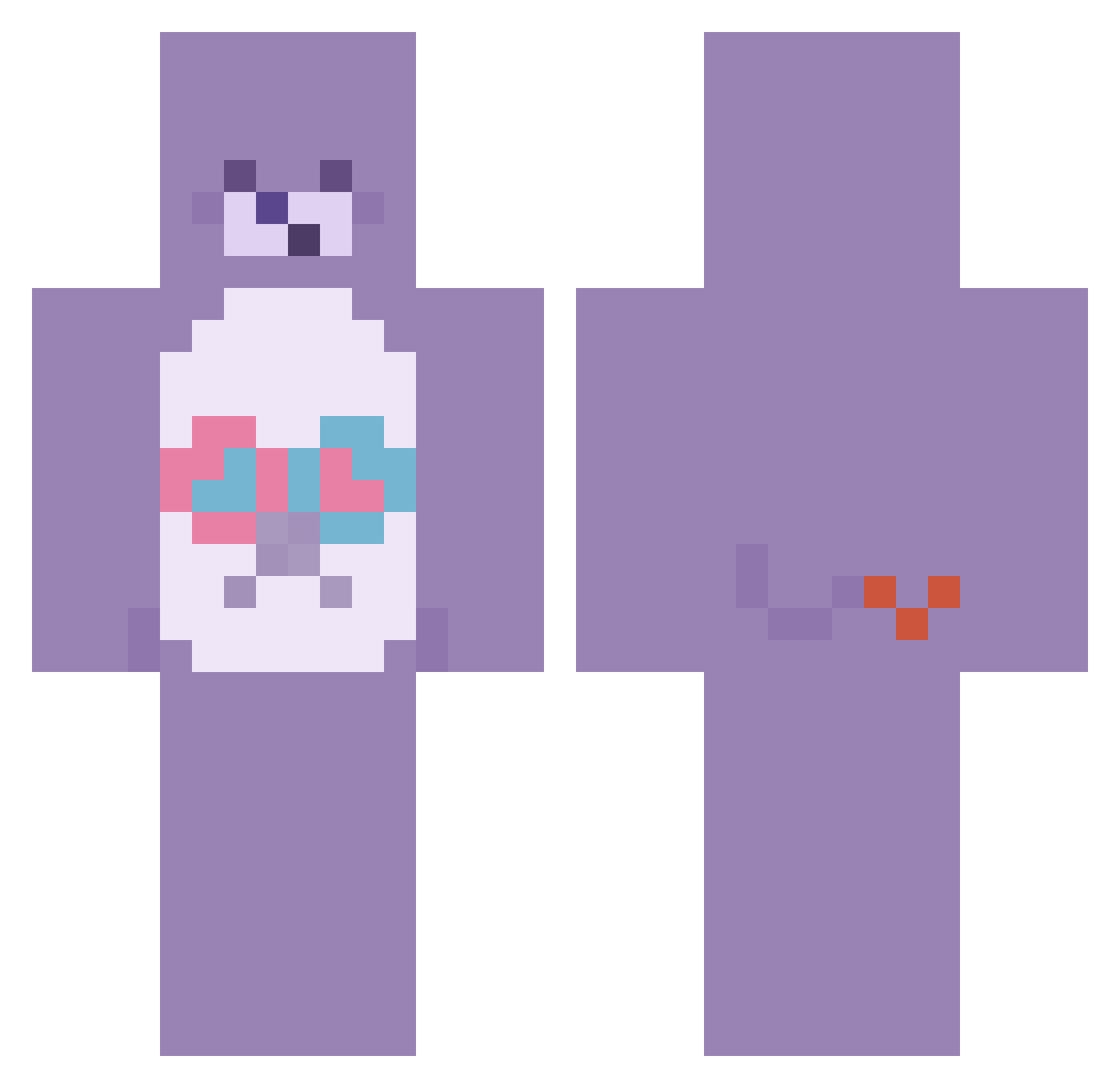 qnza Minecraft skin, front and back view