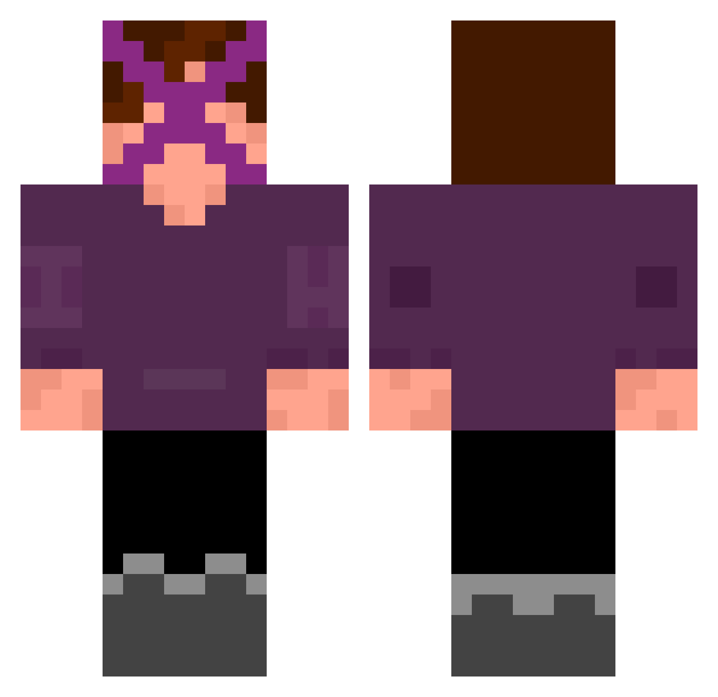 GreyLikeMe Minecraft skin, front and back view