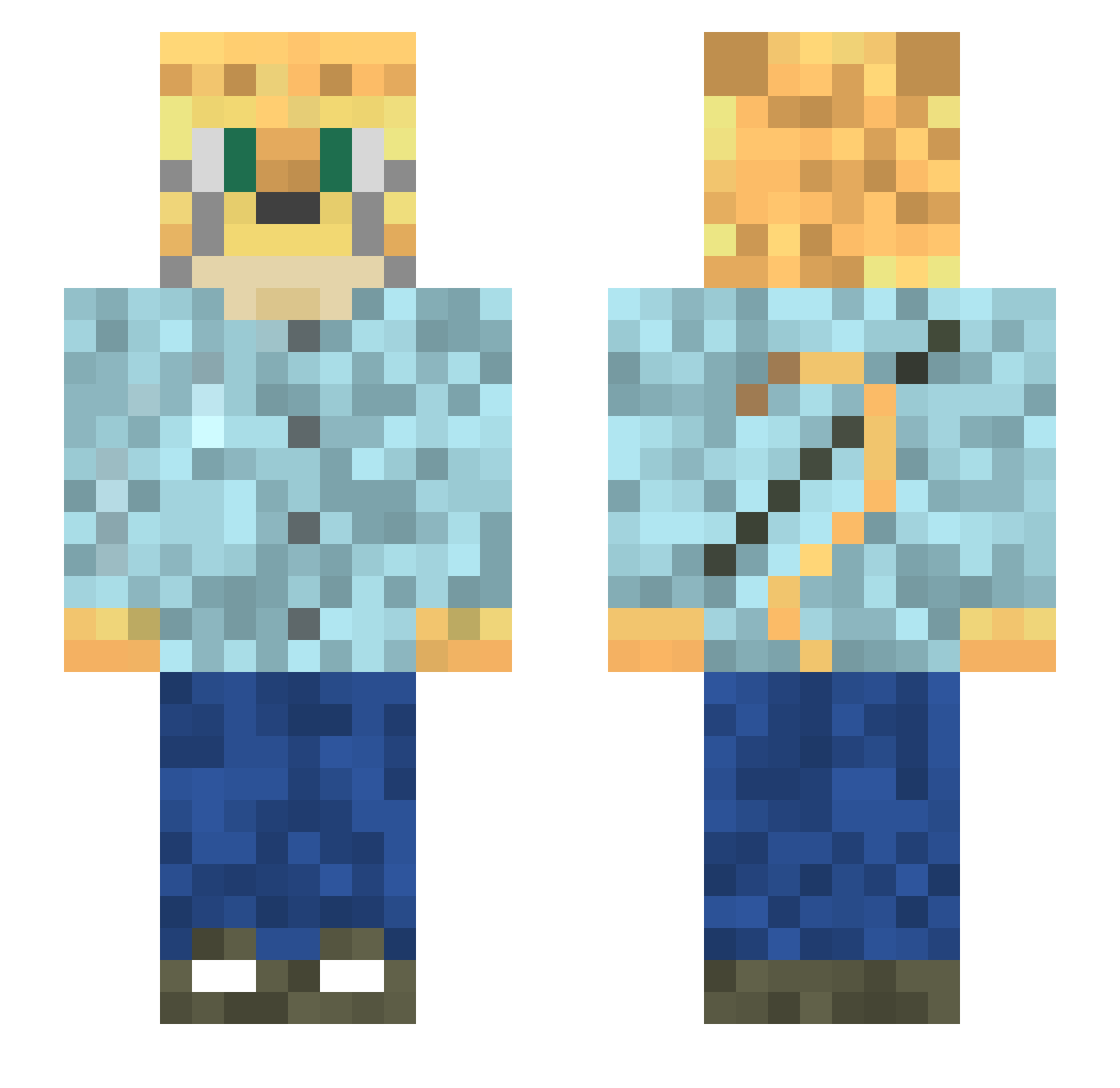 anfractuosity Minecraft skin, front and back view