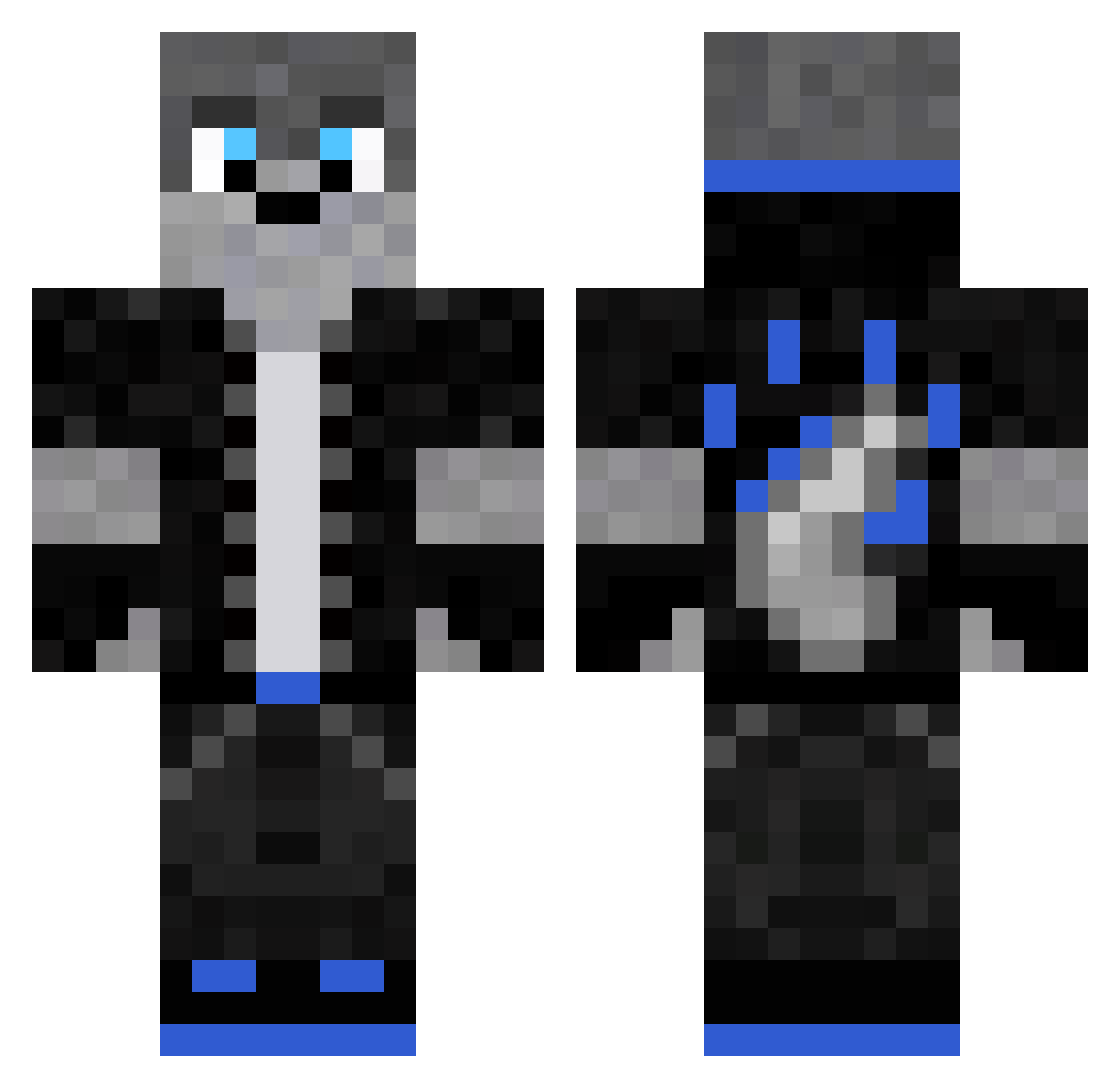 TheBleuMonkey Minecraft skin, front and back view