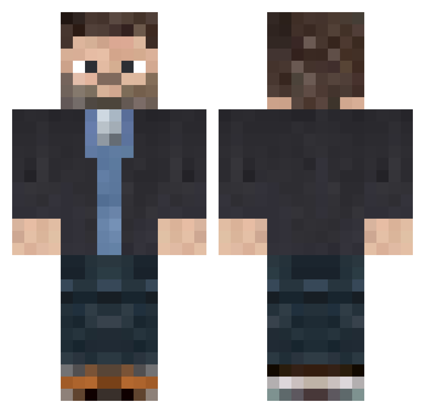 Jchawk Minecraft skin, front and back view